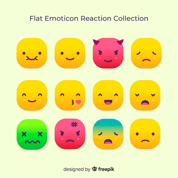 Vlakke emoticon-reactiecollectio