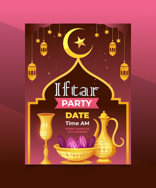 vlakke iftar verticale poster sjabloon