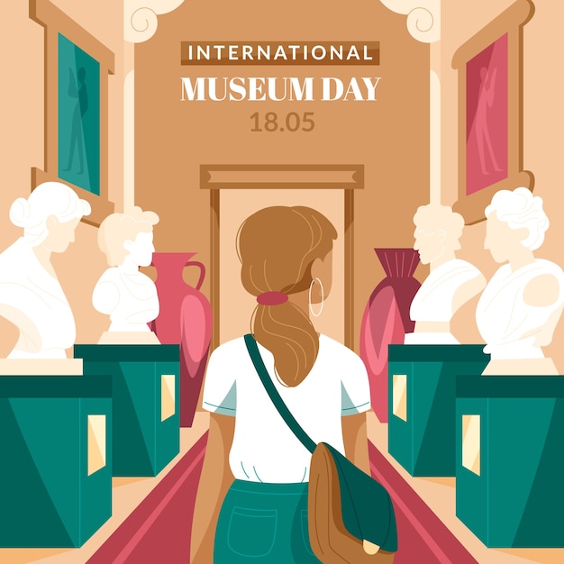 Vlakke illustratie van de internationale museumdag