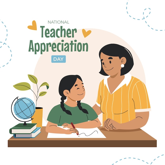 Vlakke illustratie van de nationale dag van waardering van leraren