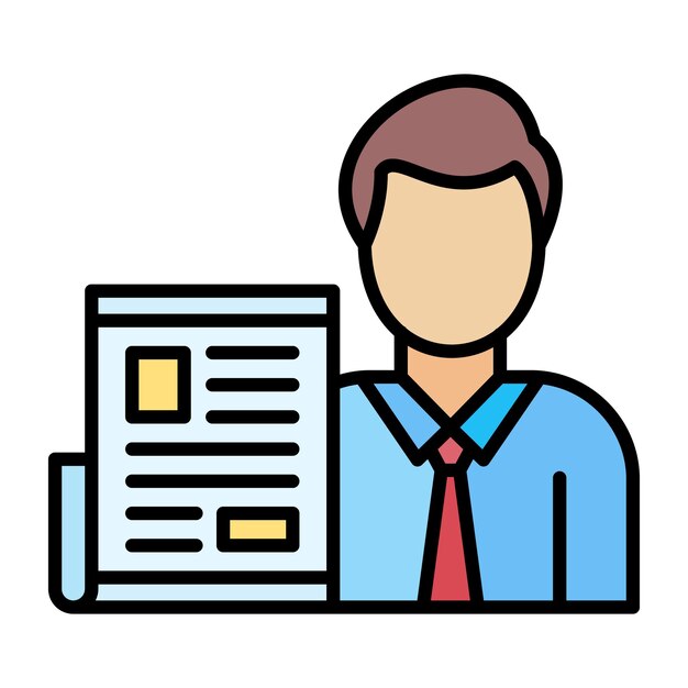 Vlakke illustratie van een mannelijke journalist