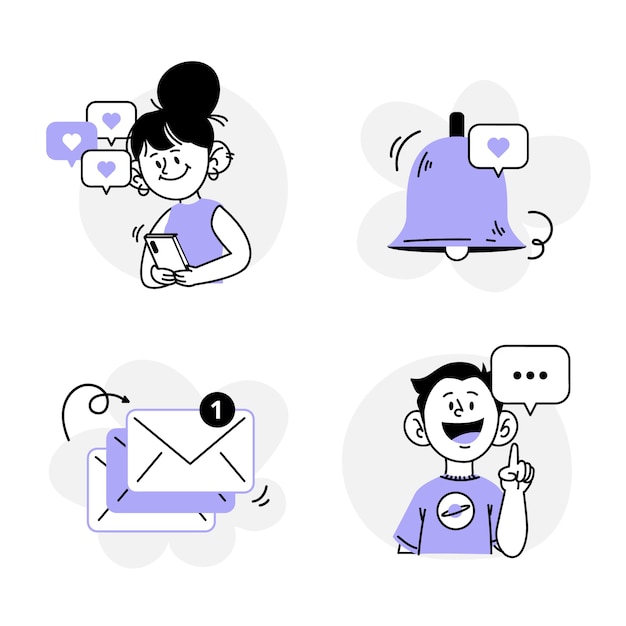 Vlakke illustratie van een verzameling sociale media