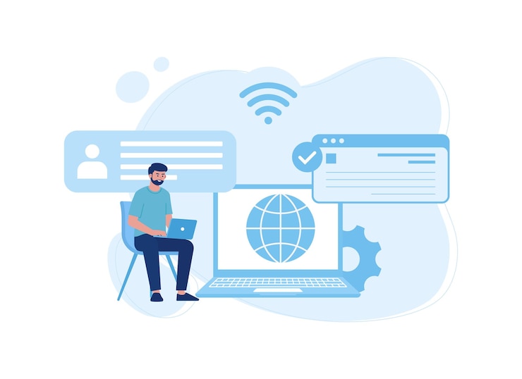 Vector vlakke illustratie van het concept van communicatie op afstand
