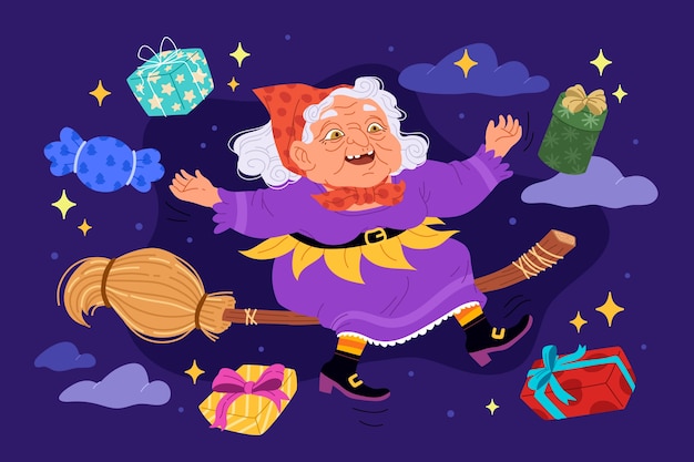 Vlakke illustratie voor befana