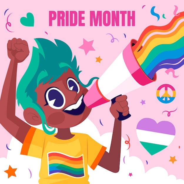 Vlakke illustratie voor de Pride-maandviering