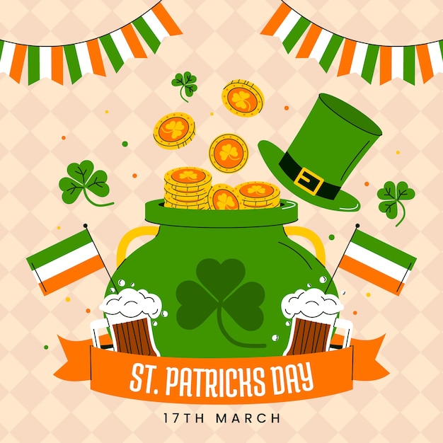 Vlakke illustratie voor St. Patrick's Day viering.