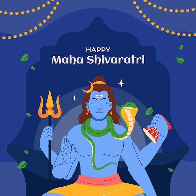 Vlakke maha shivratri illustratie