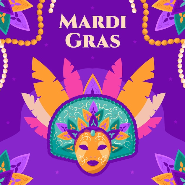 Vector vlakke mardi gras illustratie