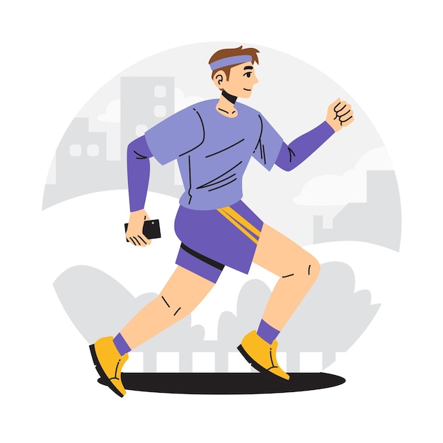 Vlakke mensen die joggen of rennen illustratie