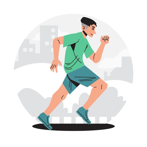 Vlakke mensen die joggen of rennen illustratie