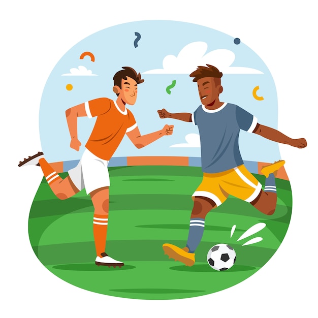 Vlakke met de hand getekende illustratie van voetbal