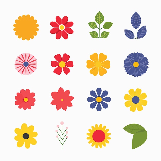 Vlakke ontwerp bloemen set collectie minimale platte