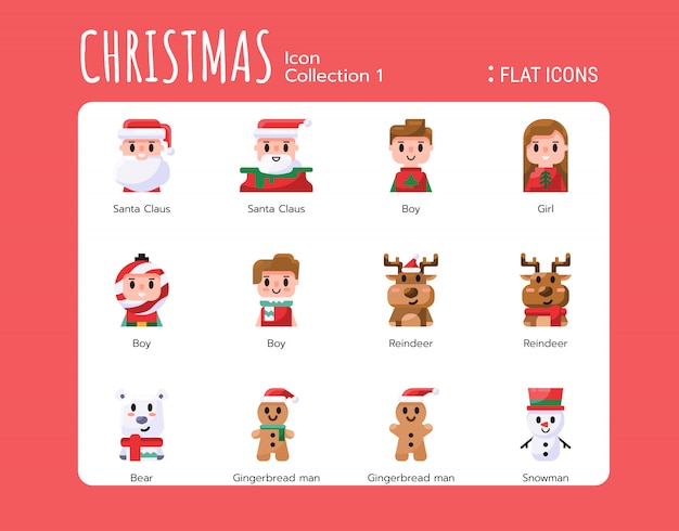 Vector vlakke pictogrammen stijl. kerst avatar