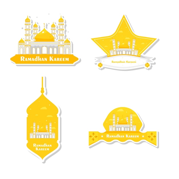 Vector vlakke ramadan badge collectie