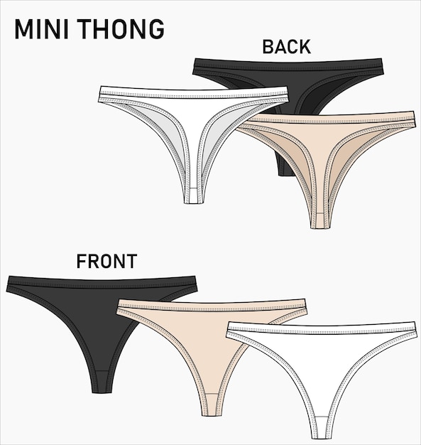 VLAKKE SCHETS VAN MINI THONG ONDERGOED IN BEWERKBARE VECTOR