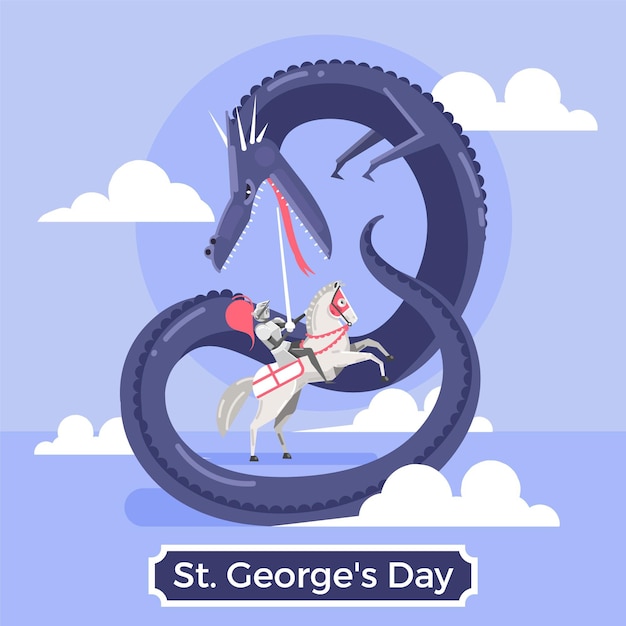 Vlakke st. george's day illustratie