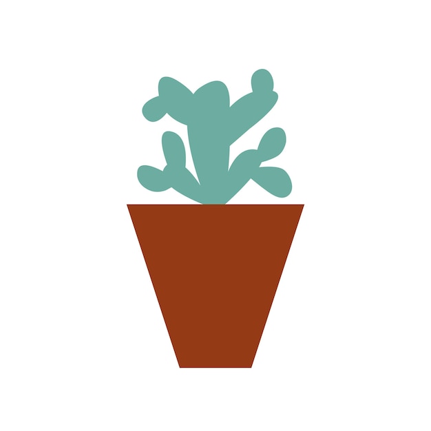 Vlakke stijl cactus in pot vectorillustratie