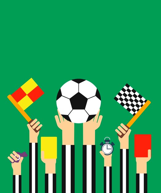 Vector vlakke stijl ontwerpvoetbal scheidsrechters kaart vector