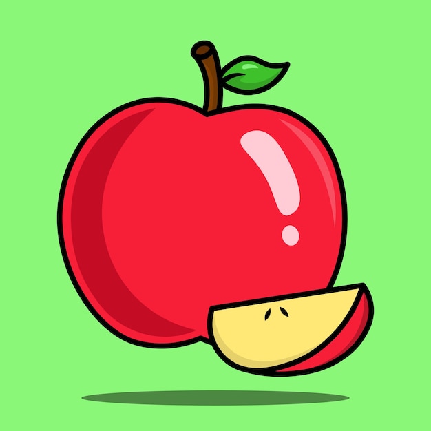Vlakke stijl rode appel fruit cartoon vector pictogram illustratie voedsel
