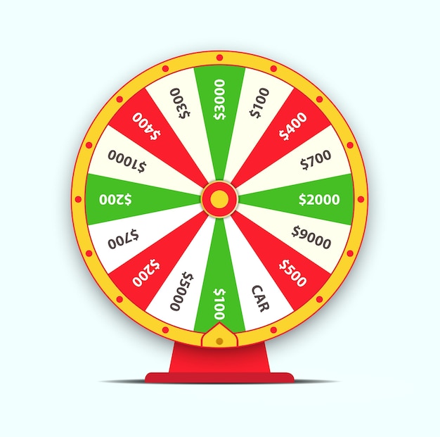 Vlakke stijl vectorillustratie geïsoleerd op een witte achtergrond Rad van fortuin met aantal weddenschappen
