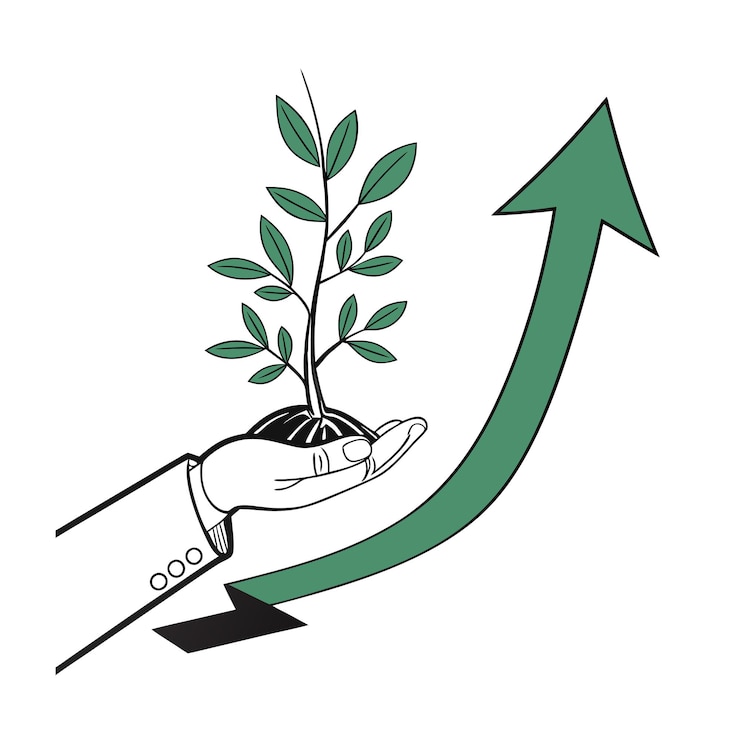 Vector vlakke stijl vectorillustratieconcept voor bedrijfsgroei en financieel kantoor
