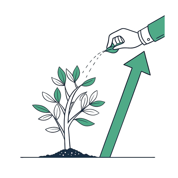 Vector vlakke stijl vectorillustratieconcept voor bedrijfsgroei en financieel kantoor