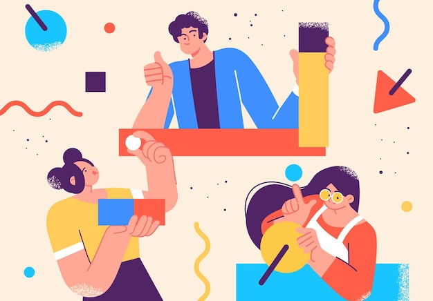 Vlakke stijl zakenmensen illustratie Collega's karakters communicatie Casual zaken