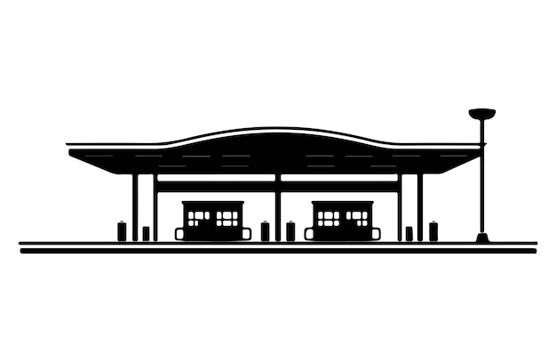 Vlakke symbolenvector van tankstations Illustratie