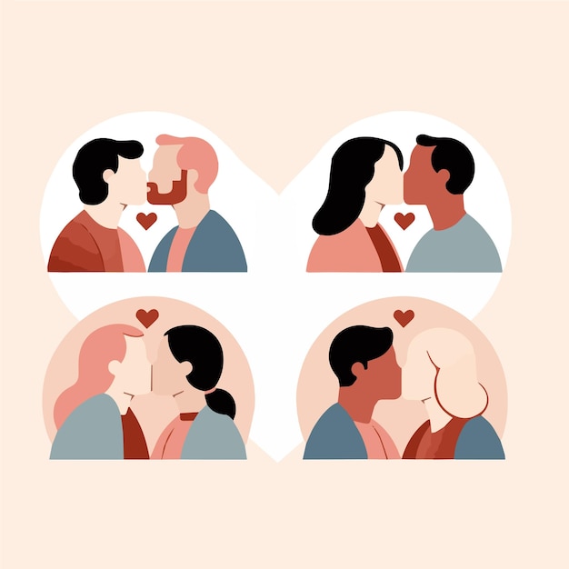 Vlakke valentijnsdag illustratie