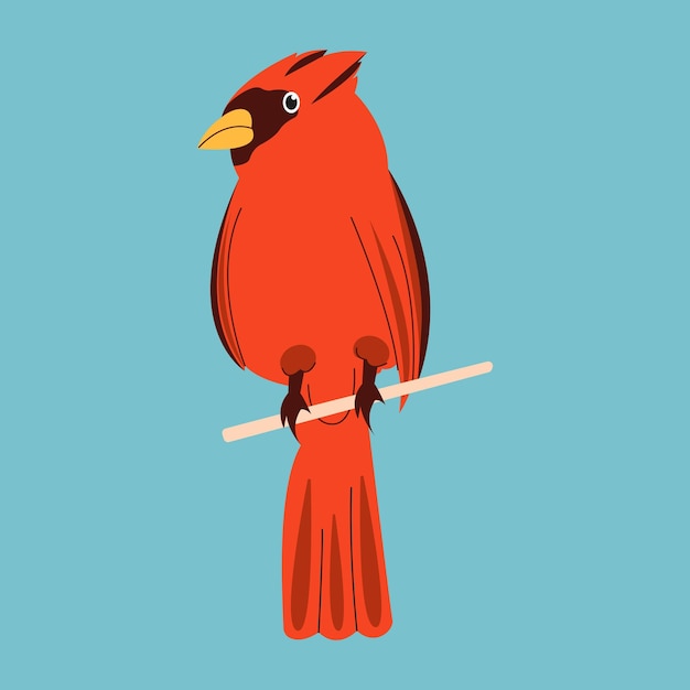 Vlakke vector illustratie van kardinaal vogel Illustratie van rode vogel vogel op geïsoleerd