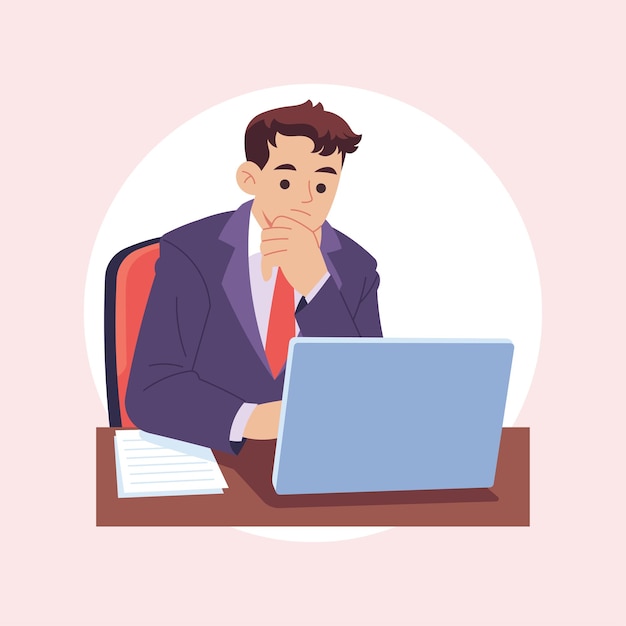 Vlakke vector kantoorwerker illustratie