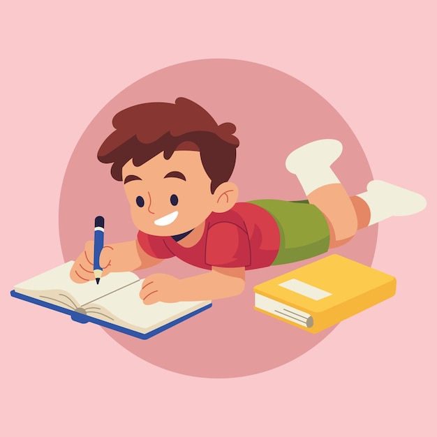 Vlakke vector kinderen studie illustratie