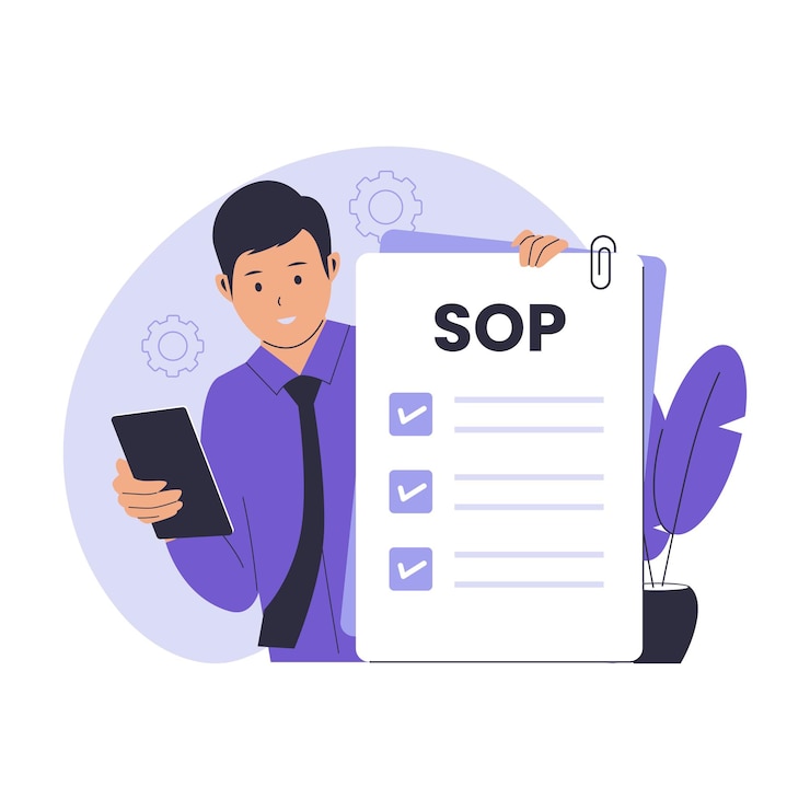 Vector vlakke vector van de sop standard operating procedure
