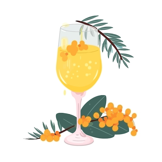 vlakke vectorillustratie van een mimosa in een helder poco grande glas