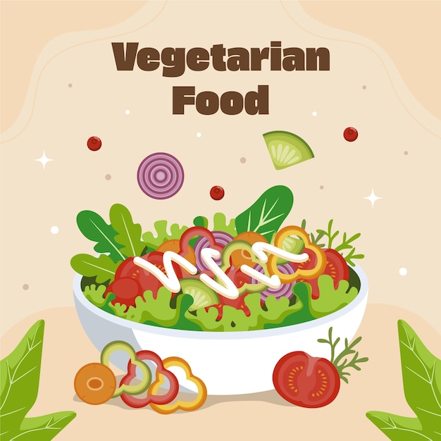 Vlakke vegetarische voedingsillustratie