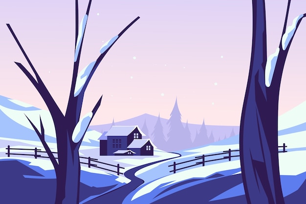 Vector vlakke winterillustratie