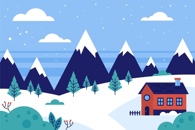 Vlakke winterlandschap illustratie