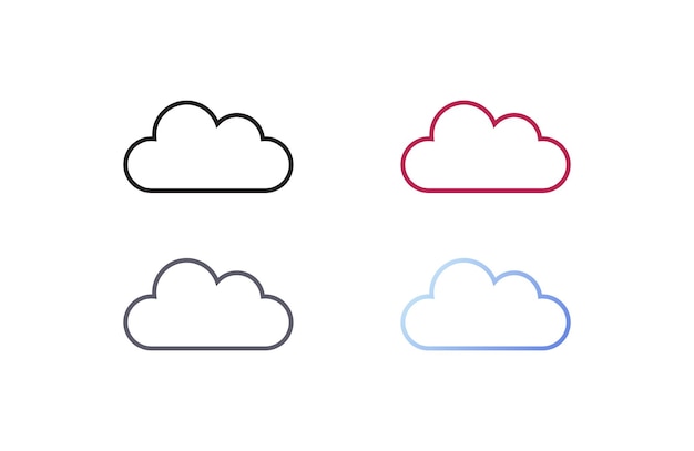 Vector vlakke wolken iconen set symbool vector illustratie.