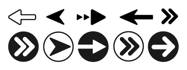 Vlakte pijl Icon Set Teken Vector Illustratie Vector