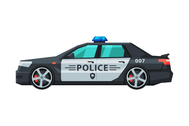 Vlakvectorillustratie van een politieauto en een noodpatrouillevoertuig