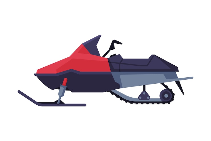 Vector vlakvectorillustratie van sneeuwscooters voor extreme sporten in de winter