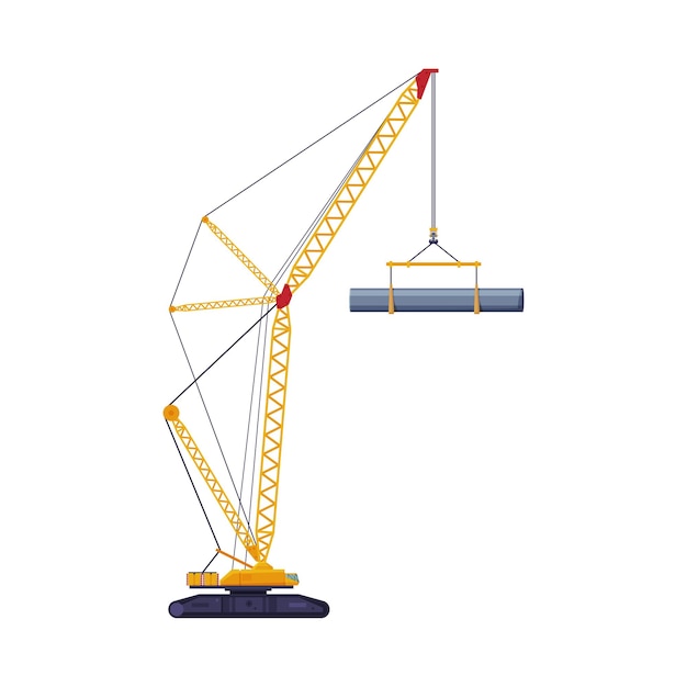 Vector vlakvectorillustratie van zware hefapparatuur voor bouw- of vrachtkranen
