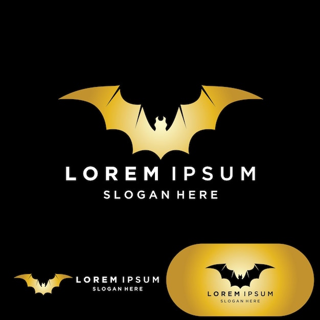 Vleermuis gouden vector pictogram logo sjabloon illustratie ontwerp