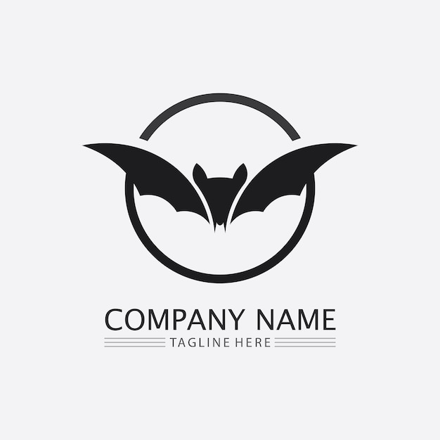 Vleermuis logo dier en vector vleugels zwart halloween vampier gotisch illustratie ontwerp vleermuis icon