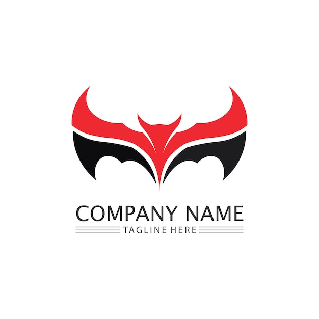 Vleermuis logo dier en vector vleugels zwart halloween vampier gotisch illustratie ontwerp vleermuis icon