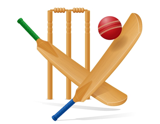 Vector vleermuis voor het spelen van cricket sport vectorillustratie geïsoleerd op een witte achtergrond