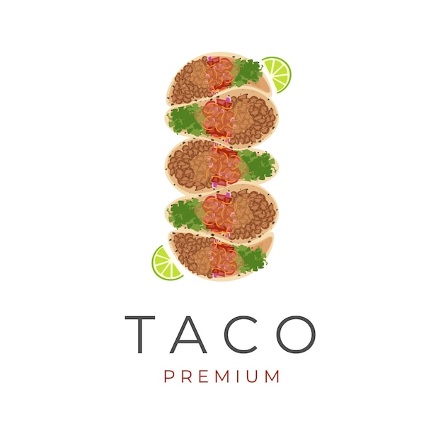 Vlees Taco Illustratie Logo Met Verse Citroen