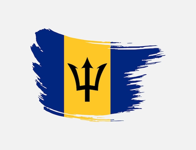 Vlekborstel geschilderde slagvlag van Barbados op geïsoleerde achtergrond