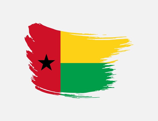 Vlekborstel geschilderde slagvlag van Guinee-Bissau op geïsoleerde achtergrond