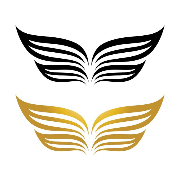 Vleugels gouden en zwarte vogel logo vector illustratie template
